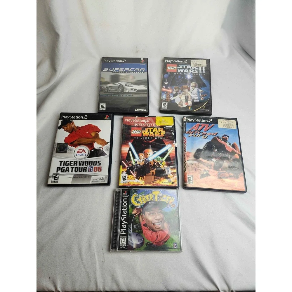 PS2 PS1 Game Lot Lego Star Wars I II Tiger Woods 06 ATV Offroad Fury CyberTiger